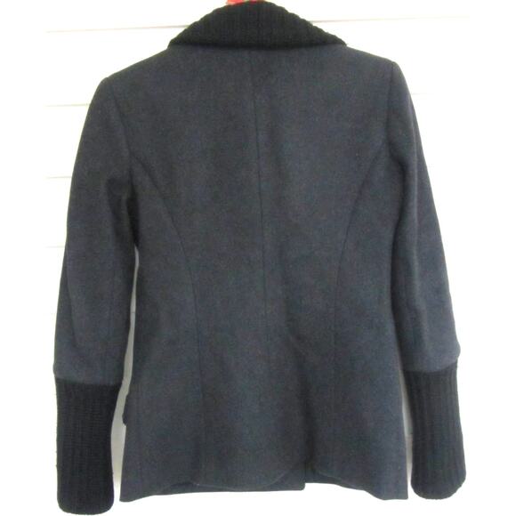 THEORY "Tegian" Wool Double Breasted Chunky Knit Collar Pea Coat 00/0 - Picture 3 of 6